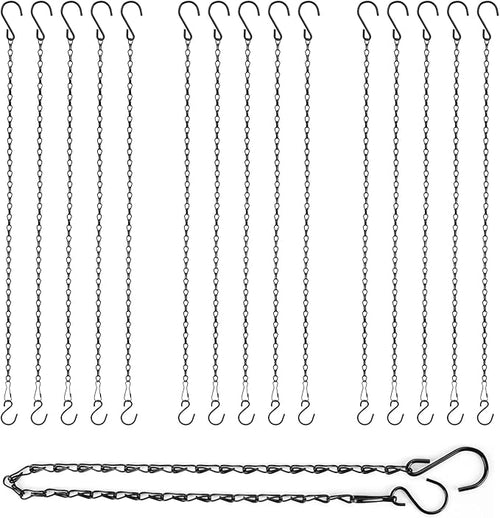 RIFNY Hanging Chains with Hooks, 15 Pieces 24 Inch Black Chain for Hanging Bird Feeders Planters Baskets Billboards Lanterns Wind Chimes Ornaments Outdoor/Indoor Use (24 inch 15pcs)