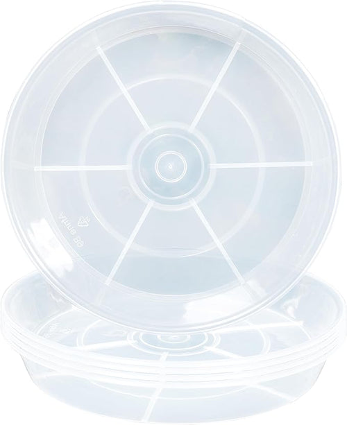 6 Pack Plant Saucer Drip Tray, 4 5 6 8 9 10 12 14 16 18 inch, Heavy Sturdy Plastic Planter Flower Pot Saucers for Indoor Outdoor Garden, Plant Water Drip Trays for pots Base (4", Clear)