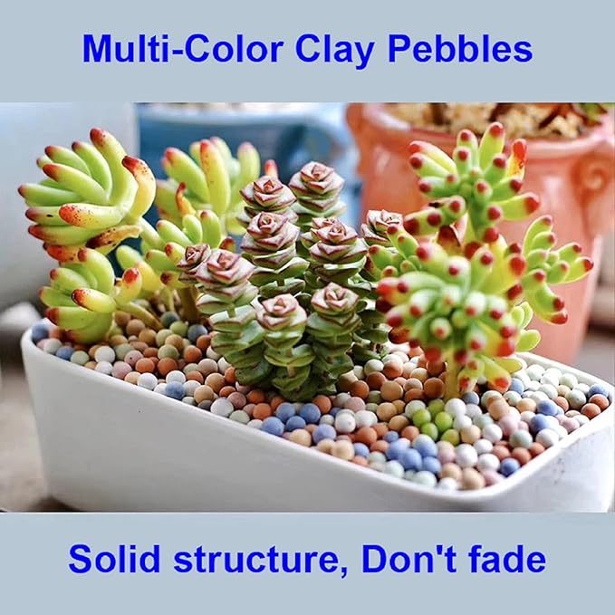 Mini 3-5mm Multi-Color Hydroponics Ceramsite Pebbles for Plants, NOHOBE Upgraded 2.5lb Mix Hydro Clay Balls, Top-Dressing Decorative Rocks for Aquaponics, Drainage Water, Cultivation, Purification
