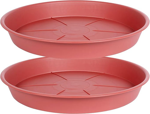 2 Pack of Plant Saucer Tray 14 inch, Heavy Duty Plastic Pot Plant Drip Trays Saucers for for Indoors Outdoor, Plant Water Tray for Planters 13-14" (14", Clay)