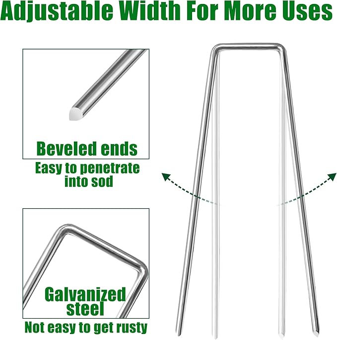 Landscape Staples 6 Inch Garden Stakes Galvanized Garden Staples Pins Anti-Rust Ground Stakes for Weed Barrier, Irrigation Tubing Hose, Yard Lawn SOD, Landscape Fabric, Decoration (500 Pack)