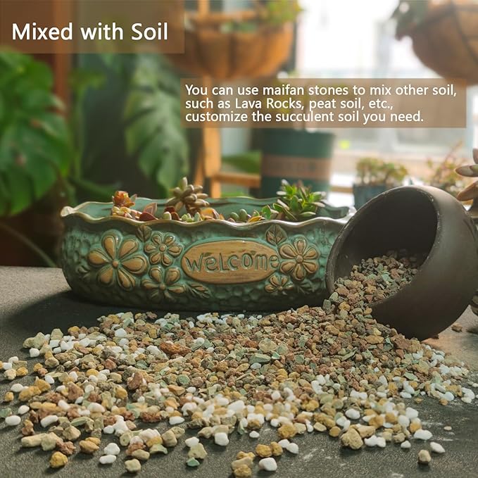 5LBS Soft Golden Maifanitum Stones, Succulent Cactus Decorative Rocks, Indoor Plants Top Dressing Soil, Horticultural Gravel DIY Potting Rocks for Bonsai Fairy Gardening Vases Fillers Terrarium