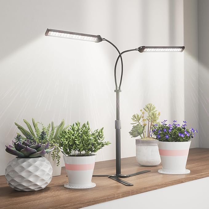 Grow Lights for Indoor Plant, 6000K Full Spectrum Plant Lights for Indoor Growing, 144 LED Grow Light, Height Extendable 9-16'', Auto On Off Timing 4/8/12/18Hrs