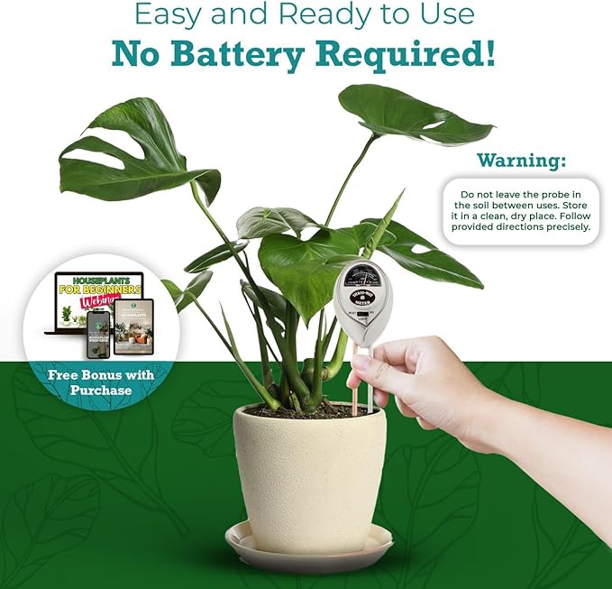 3-in-1 Soil Meter Optimize Plant Health with Moisture, Light & pH Testing