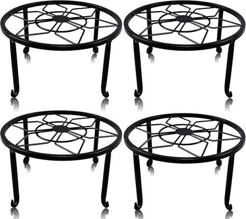 yosager 4 Pack Metal Plant Stands for Flower Pot, Heavy Duty Black Iron Potted Stand Holder, Indoor Outdoor Rustproof Metal Planter Container Round Supports Display Rack for Home & Garden Decor
