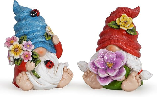 Hodao Spring Garden Decorations - Gnomes Decorations - Summer Gnomes Decorations - Ladybug Flower Decor - Spring Home Decor - Foot Gnomes(2Pcs) (Multicolor)
