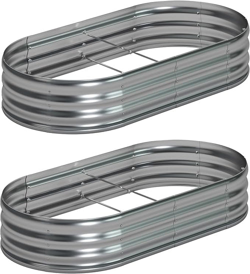 6x3x1ft(2 Pack) Oval Galvanized Raised Garden Bed,Outdoor Planter Box Metal Patio Kit Planting Bed for Vegetables Flowers and Succulents