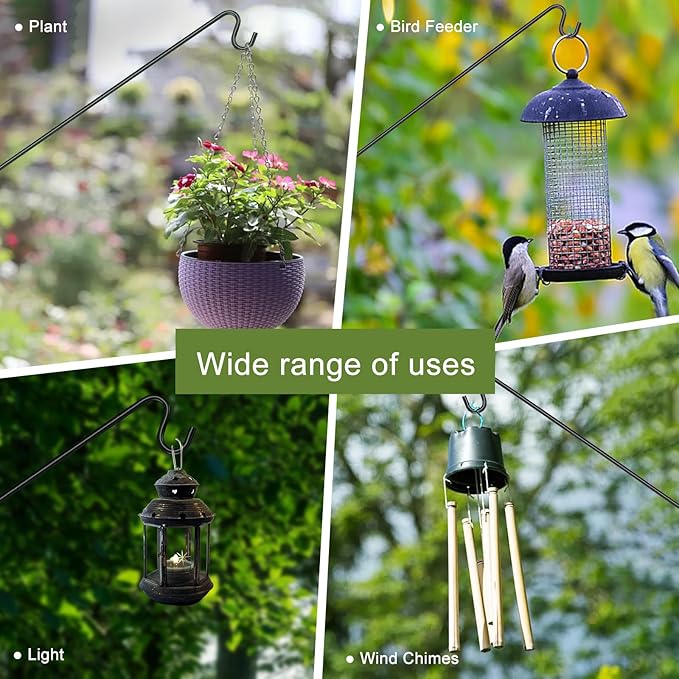 MIXXIDEA Deck Hook Outdoor Hanging Brackets:43 Inches Wall Mounted Hook Plants & Wind Chimes Risk-Free Lanterns Large Wind Chimes Lanterns