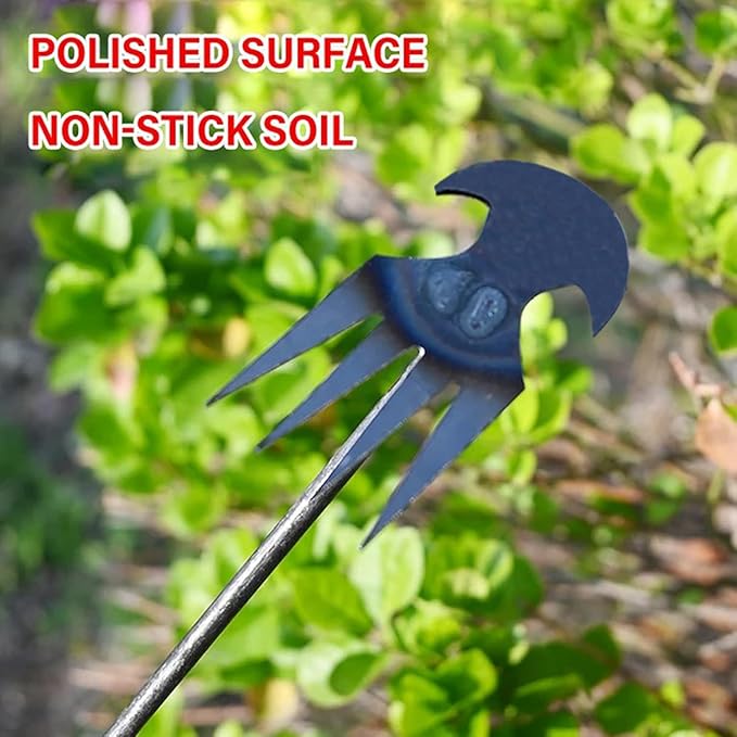 Amposei Weeding Artifact Uprooting Weeding Tool, Multifunctional Weeder, Hand Weeder Tool, Stand Up Weed Puller Tool with Handle for Garden Yard Farm Weed Removal (11 Teeth-Weed Tool)