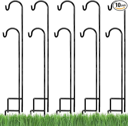 Ashman Shepherds Hook 10 Pack Black, 35 Inches Tall, Made of Premium Metal for Hanging Solar Light, Bird Feeders, Mason Jars, Garden Stake and Wedding Décor.