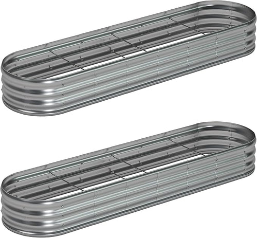 8x2x1ft(2 Pack) Oval Galvanized Raised Garden Bed,Outdoor Planter Box Metal Patio Kit Planting Bed for Vegetables Flowers and Succulents