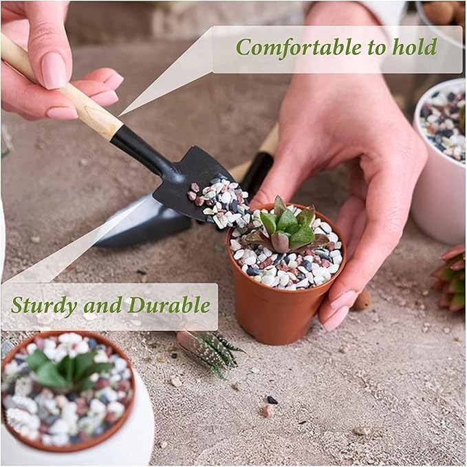 Wishlotus Mini Gardening Tools, 3Pcs Gardening Hand Tools with Non-Slip Handles, Portable Tools Set for Indoor Gardening, Succulents, Bonsai, Gift for Wife and Mother(Thin)
