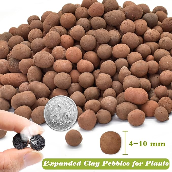 ZeeDix 2LB Expanded Clay Pebbles for Plants Hydroponic, 3QT 4mm-16mm Clay Leca Balls Hydroponic Rocks Growing Medium Potting Stones for Indoor Plants Drainage, Aquaponics, Natural Orchid Pebbles Balls