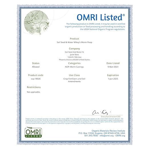 Soil Seed & Water Mikey's Worm Poop Worm Casting Organic Compost Fertilizer - OMRI Listed - Vermicompost with Earthy Smell for Indoor Plants - Safe and odorless
