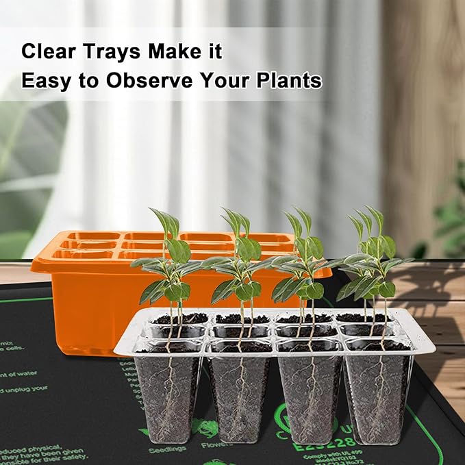 Seed Starter Tray with LED Light, 6 Pack 72 Cells Plant Grow Kit with Adjustable Humidity Vent for Mini Greenhouse Garden Germination,Bonsai Seedlings Starting Growing
