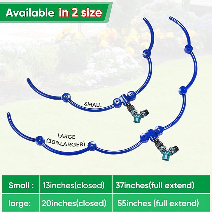 ZZM 360°Tree Water System Tree Watering Ring Circle Sprinkler and Irrigation System Targeted Water with Y Hose Splitter for New Tree Outdoor Plants Raised Garden Beds Shrubs (Small)