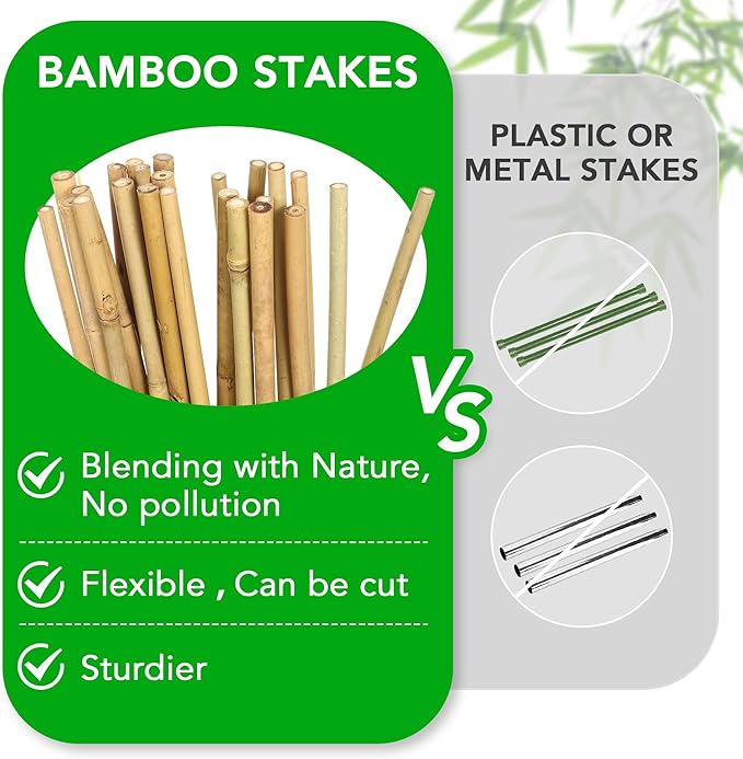 SWANGSA 55 Pack Bamboo Stakes 4 Feet, Garden Stakes for Plants Support, Tomatoes, Beans, Flowers, Climbing Plants, Indoor and Outdoor