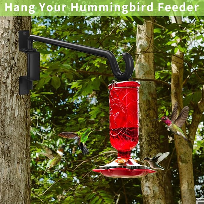 Bird Feeder Hanger,Hummingbird Feeder Hanger,Bird Feeder Hangers for Outside,Plant Hangers Indoor Wall Mount,Hanging Basket Hooks,Plant Hooks & Hangers,45°~180° Rotatable,16 Inch 4 Pack