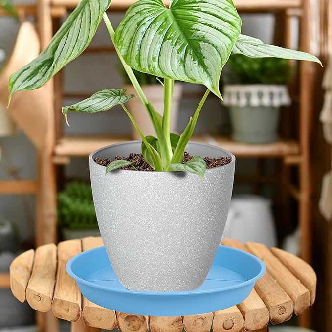 2 Pack of Plant Saucer Tray 14 inch, Heavy Duty Plastic Pot Plant Drip Trays Saucers for for Indoors Outdoor, Plant Water Tray for Planters 13-14" (14", Teal)