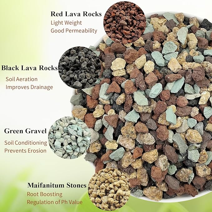 5 lbs Succulent Cactus Soil Potting Mix,1/4 inch Pumice Pebbles Mix Horticultural Lava Rock for Indoor Plants, Bonsai, Orchid
