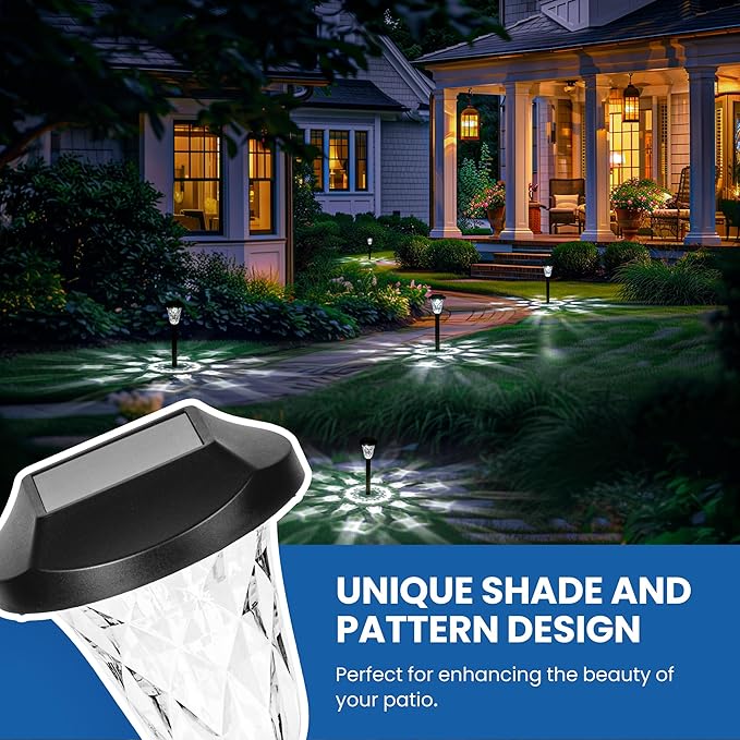 GIGALUMI Solar Outdoor Lights,Solar Lights Outdoor Waterproof 10 Pack,Cool White Solar Pathway Lights for Outside,Outdoor Lights Solar Powered Garden Decoration for Pathway,Patio,Lawn,Yard