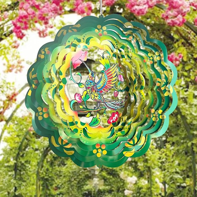 Hummingbird Wind Spinners Metal Hummingbird Gifts for Mom Women Grandma,12inch Hanging Wind Spinner for Outdoor&Indoor Decor Wind Chime Christmas Ornament Gifts for Yard Garden Decoration
