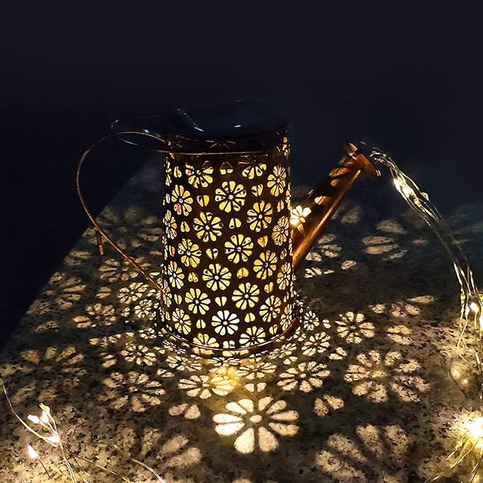Solar Watering Can Lights Garden Decor, Retro Metal Hanging Solar Lantern with String Lights Outdoor Waterproof,, Outdoor Decorations for Porch Lawn Driveway Backyard Pathway(2 Pack)
