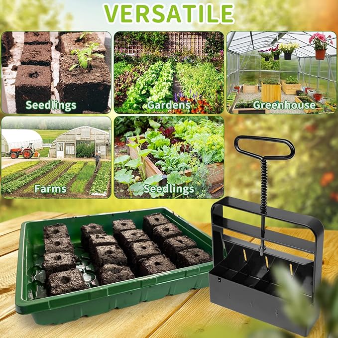 Soil Blocker 2 inch Seed Block Maker with 3-in-1 Soil Tester for Home, Garden, Lawn, Farm, Indoor and Outdoor Use, Promote Plants Healthy Growth