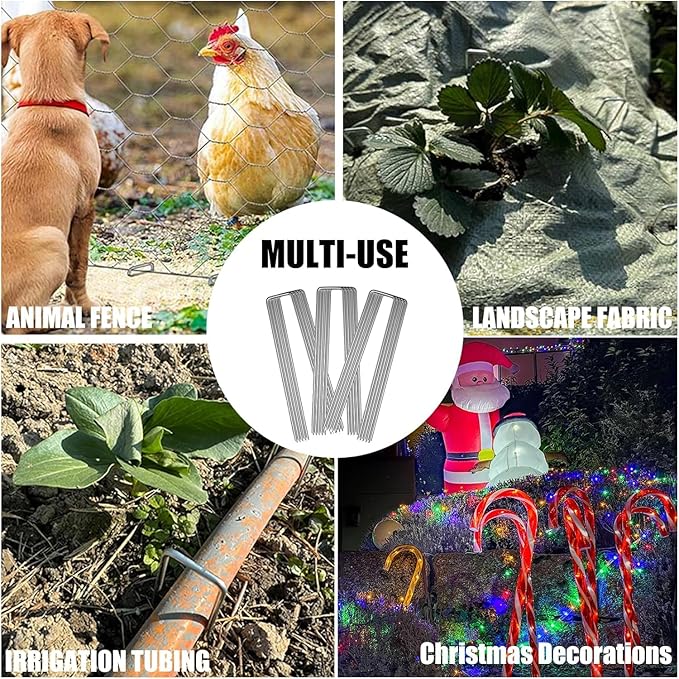 50Pcs 6inch Extra-Long U-Shaped Garden Securing Pegs,Anti-Rust Garden Stake for Dog Fences,Securing Weed Barrier Fabric Netting, Irrigation Hoses, Ground Sheets and Fleece,etc