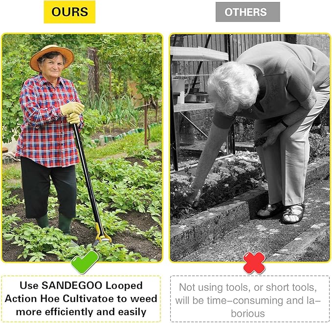Garden Hoe Tool,54 inch Weeding Tools for Garden,Handheld Weeding Rake Planting Vegetables Farm,Sharp Durable Gardening Gifts for Hoe Garden Tool Traditional Steel Quenching Forging Process