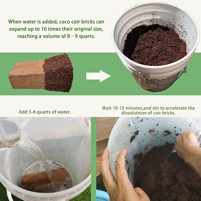 Coco Coir for Organic Coconut Coir- 12 Pack Coco Coir Brick- Coconut Soil with Low EC & PH Balance-Coco Fiber for Herbs& Flowers- High Expansion-Renewable Coco Soil for Planting