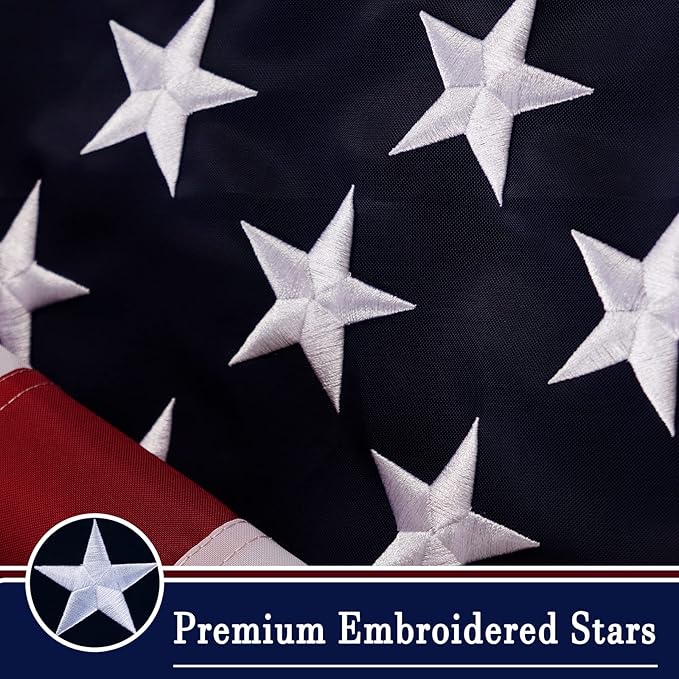 AZCOVER American Flag 12x18 FT Luxury Us Flag for Outside Made in USA Heavy Duty Nylon American Flags for Outdoor with Embroidered Stars Sewn Stipes and Brass Grommets All Weather Lasting United