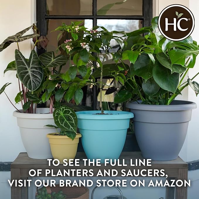 The HC Companies Caribbean Planter Pot - Outdoor & Indoor Plant Pot with Drainage Hole & Plug - Rolled Rim Plastic Pots for Plants & Flowers - Decorative Plant Pot (16" (Pack of 2) White, Pack of 2)