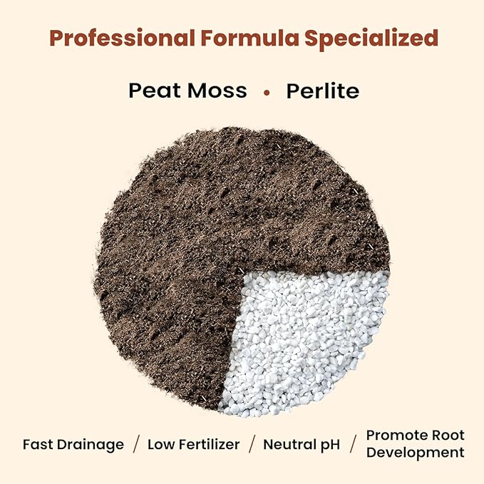 Succulent Cactus Potting Soil Mix (4 qt), All-Purpose Garden Soil for Indoor Outdoor Plants, Quick Drain Houseplant Orchid Bonsai Soil, Ready-to-Use Perlite Soil, Resealable Bag Design