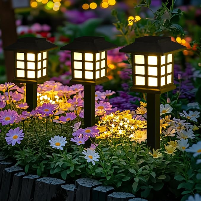 GIGALUMI Solar Outdoor Lights,10 Pack LED Solar Lights Outdoor Waterproof, Solar Walkway Lights Maintain 10 Hours of Lighting for Your Garden, Landscape, Path, Yard, Patio, Driveway