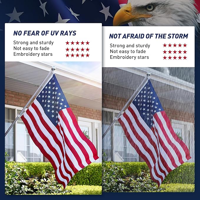 American Flag, American Flags, American Flag 6x10 Outdoor, US Flags with Embroidered Stars, Vivid Color, Sewn Stripes, Brass Grommets (6 by 10 Foot)