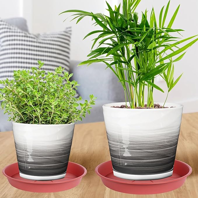 6 Pack of Plant Saucer Tray 11 12 inch, Heavy Duty Plastic Pot Plant Drip Trays Saucers for for Indoors Outdoor, Plant Water Tray for Planters 11-12" (12", Clay)