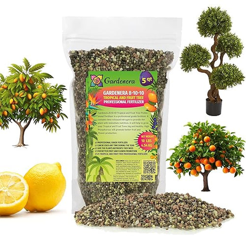 Premium 8-10-10 Fertilizer for Palm Trees, Citrus Plants and Other Tropical Plants by Gardenera - Boost Biomass and Enhance Leaf Color - 5 Quart