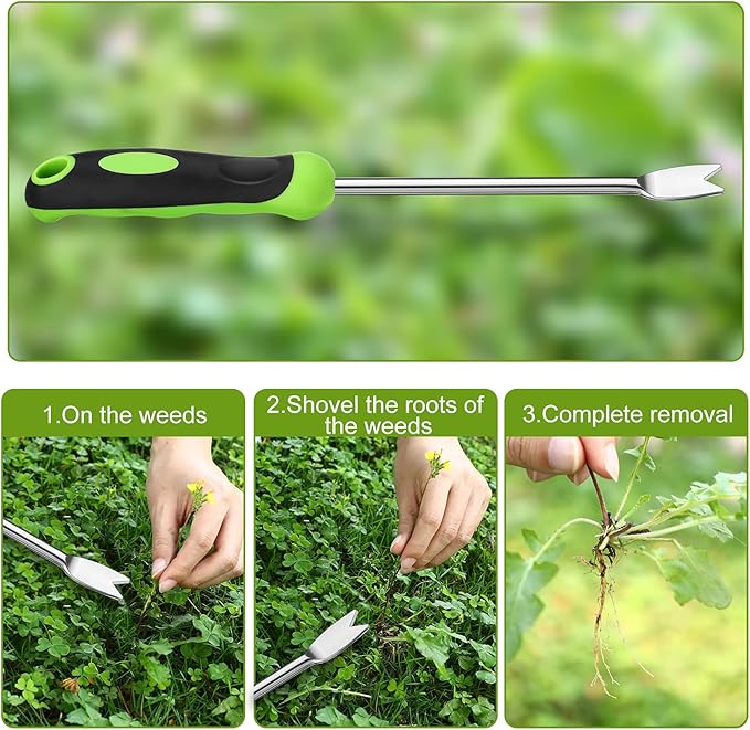 Hand Weeder Tool Garden Weeding Tool Gardening Weeder Tool with Ergonomic Handle, Stainless Steel Garden Lawn Farmland Transplant Gardening Plant Tool(2 Pronged Fork, 2 Pieces)