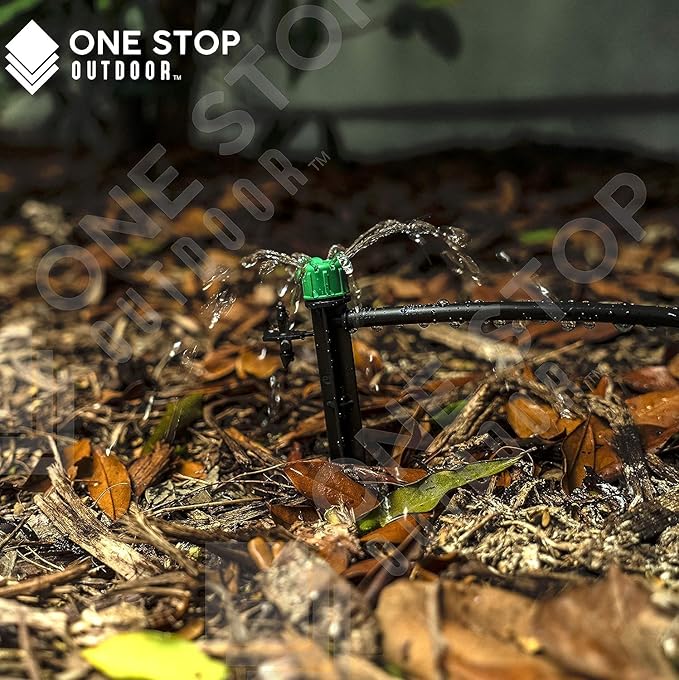 (100-PACK) - 1/4" Inch 360 Degree Drip Emitter On 6" Stake Sprayer Adjustable Flow 0-20 GPH, Fits 1/4 (4-6mm) Irrigation Tubing - Micro Bubbler Drippers for Drip Irrigation (25 Pack Dripper on Stake)