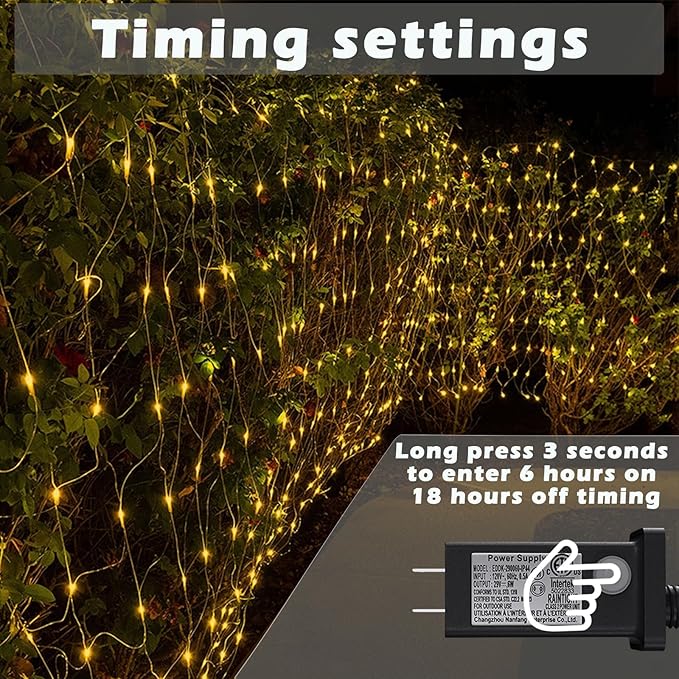 Eueasy LED Net Lights, 360 LED 12x12FT with Timer & 8 Lighting Modes, Outdoor Net Lights for Gazebo, Bush, Wedding, Holiday