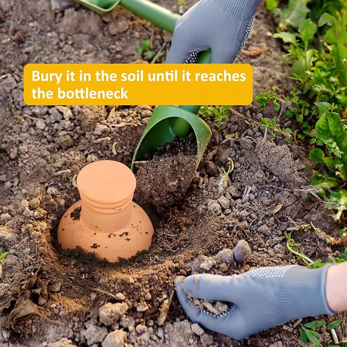 3pcs Ollas 10ร3.5ร3.5inch Terracotta Watering Pots Self Watering Planter Watering System 30.5oz Plant Watering Globes Clay Watering Pot with lid Terra Cotta Clay Irrigation Globes