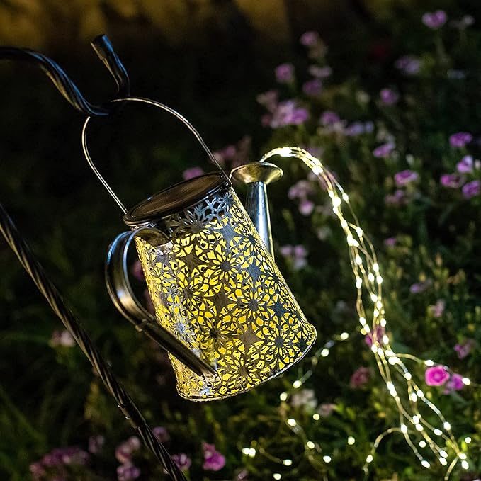 VOOKRY Solar Watering Can Lights, Large Retro Metal Hanging Solar Lights Outdoor Waterproof, Gardening Gifts for Mom Grandma Women Birthday, Garden Decor Yard Light Outside for Porch Landscape Patio