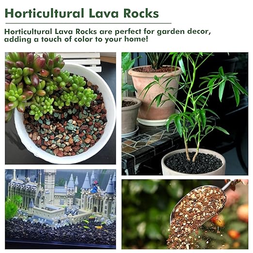 11 Pounds Mix Horticultural Lava Rocks, 5-8 mm Lava Rocks for Plants, Bonsai Rocks Horticultural Grit Soil Cover Gravel for Succulents and Hydroponics, Fairy Gardening, Top Dressing, Plant Drainage
