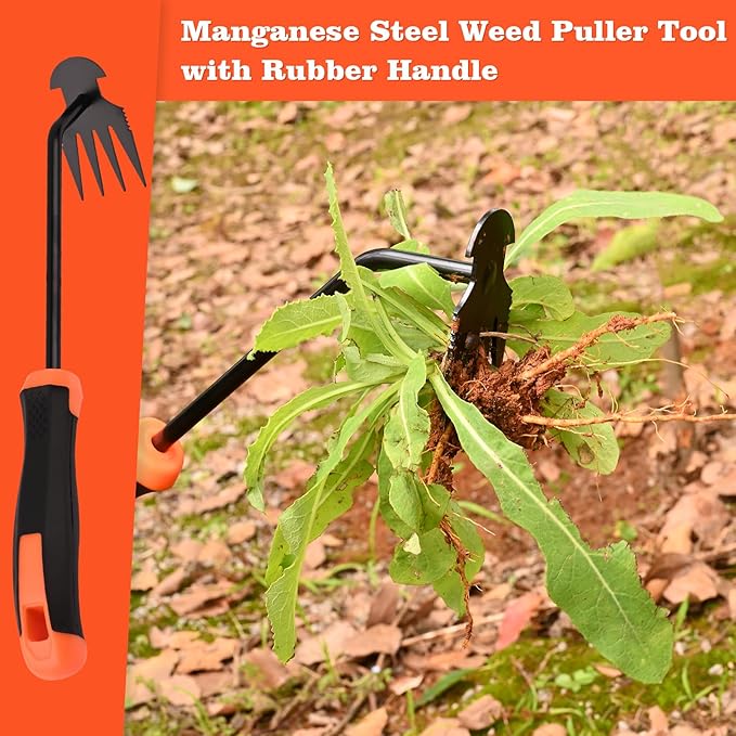 Weed Removal Tool, Portable Garden Weeder Tool,2024 New Manganese Steel Weed Puller Tool with Rubber Handle for Vegetable Gardening Garden Yard Farm Farm Planting & Uprooting Weeding Tool (Black)