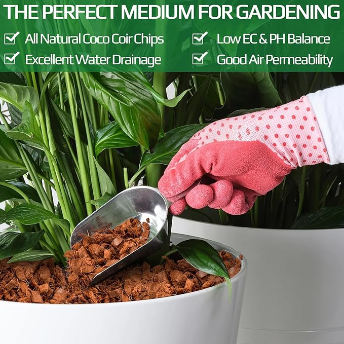 Halatool 2 Pcs Coconut Coir Chips for Plants - 2.2 LB 100% Organic Coco Husk Chip Bricks with Low EC and pH Balanced, Compressed Coco Substrate Growing Mulch Medium for Garden Herbs, Plants, Flowers