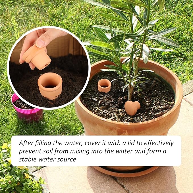 2pcs large Plant Watering Globes Ollas 10ร5ร5inch 61oz Terracotta Watering Pot Self Watering Planter Terra Cotta Clay Watering Spikes for Indoor Outdoor Plants Indoor Outdoor Large Reservoir Bulbs