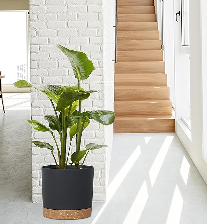 kubvici Plant Pots for Indoor Plants, 2 Pack 12 Inch Pots for Plants, Lightweight Large Planters for Indoor Plants Outdoor Plants, Big Plastic Black Plant Pot Flower Pot with Drainage (12” Black)