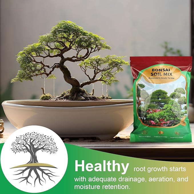 Bonsai Soil Mix 4qt, Potting Soil Mix Ready to Use for Bonsai Tree and Indoor Plants, Composed of Akadama, Lava Rock, Prumice, Bark