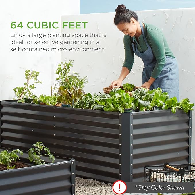 Best Choice Products 8x4x2ft Outdoor Metal Raised Garden Bed, Deep Root Planter Box for Vegetables, Flowers, Herbs, and Succulents w/ 478 Gallon Capacity - Burgundy